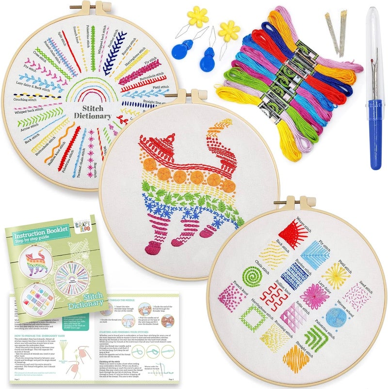 CRAFTILOO Embroidery Kit for Beginners Cross Stitch Kits for Beginners Embroidery Kits for Adults Cross Stitch kit Beginner Embroidery kit for Adults Cat - Image 1